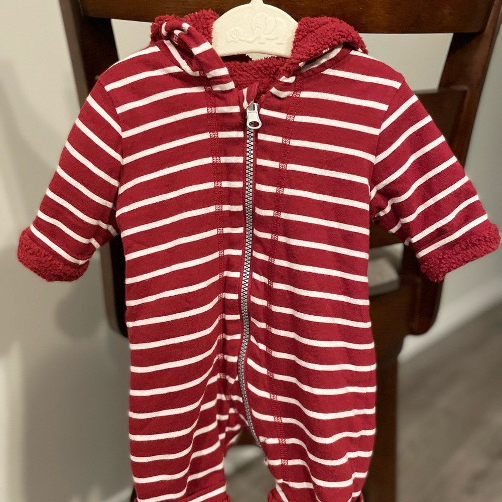 Hanna Andersson Sz 0-3 Months Baby Two In One Reversible Fleece Sherpa Bunting